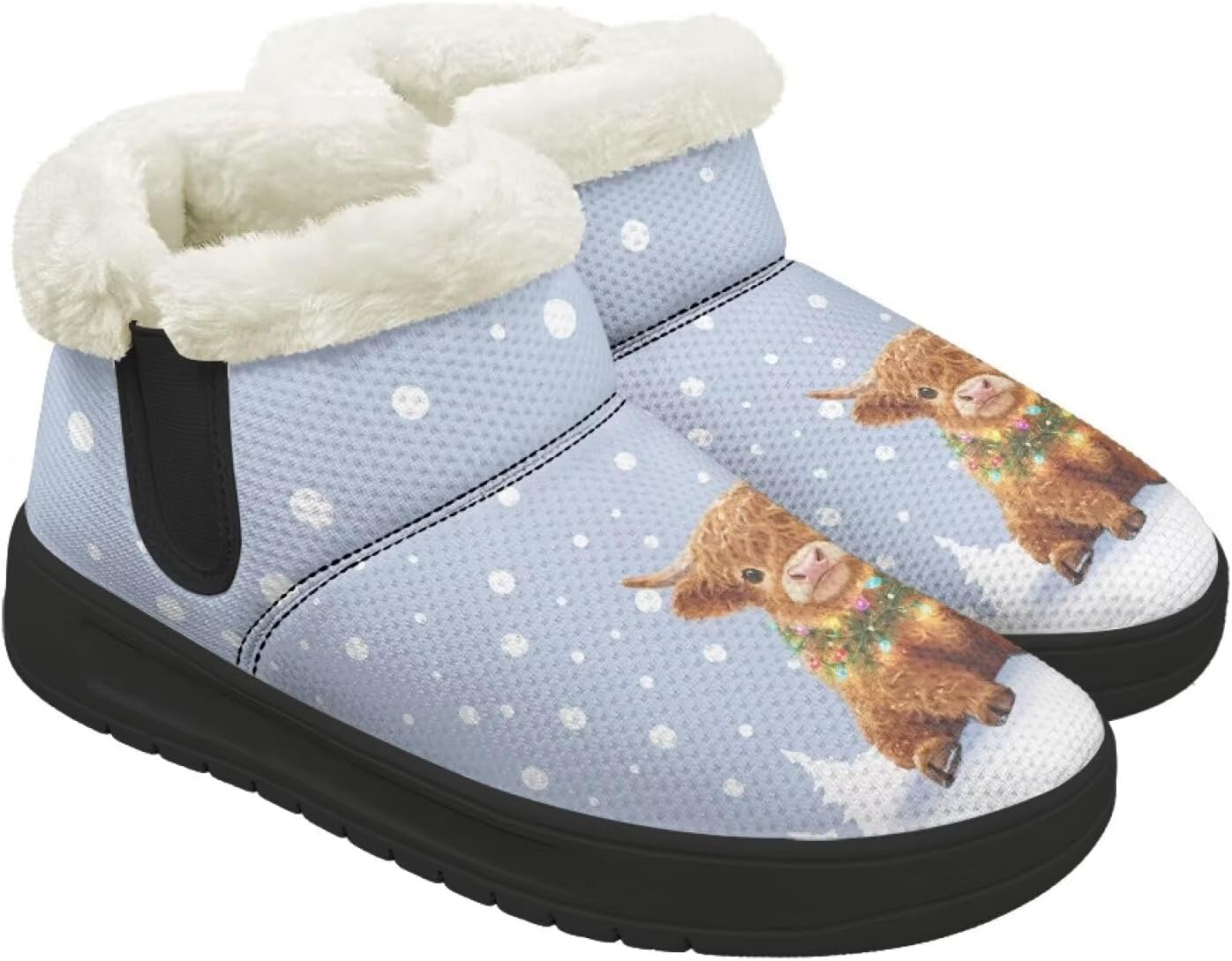 

Зимние ботинки для женщин и мужчин, минималистичные, теплые с мехом, с широким носком, на щиколотку, с легким надеванием, для прогулок и бега Chririnla, Cute Highland Cow