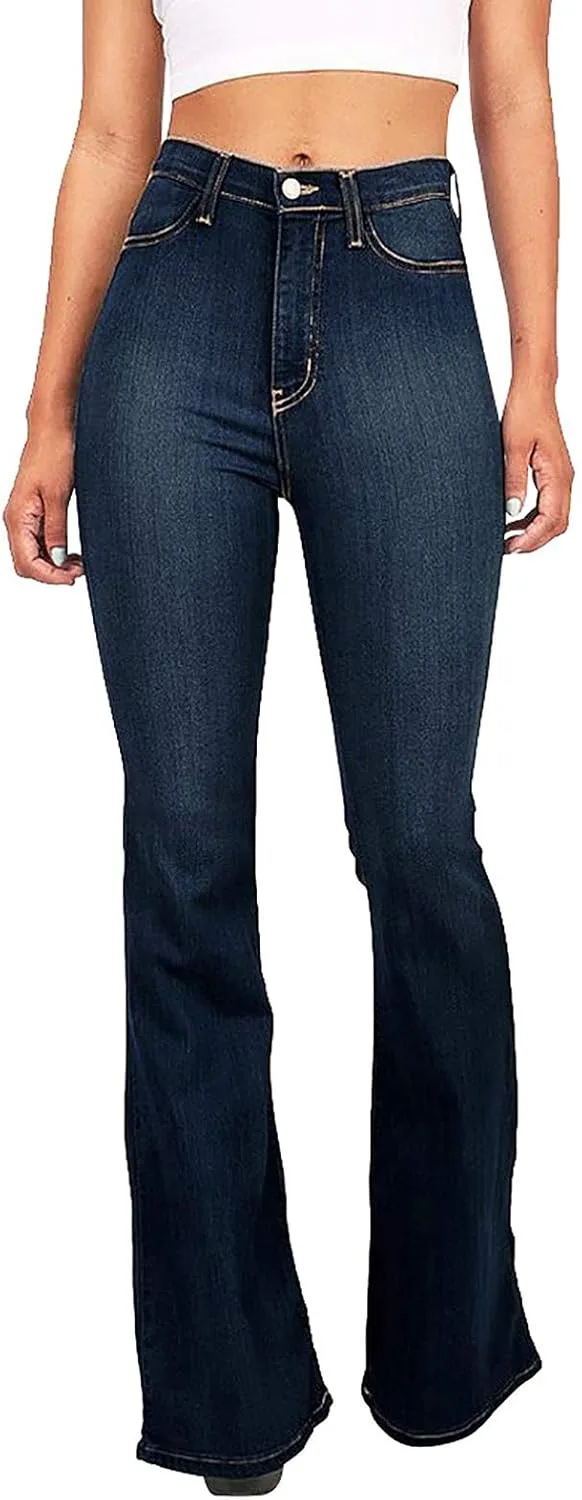 

Брюки Bell Bottom для женщин с высокой талией, эластичные, от Petite до Plus Size WABEOR