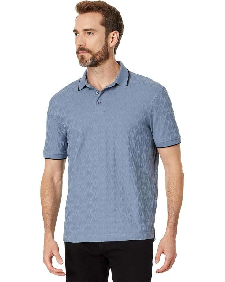 

Поло Armani Exchange Mercerized Ax Jacquard Cotton Polo, цвет Flint Stone