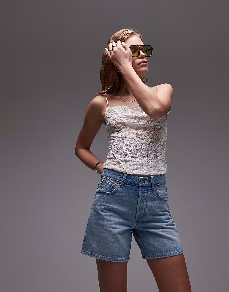 

Джинсовые шорты Topshop Editor в отбеленном цвете