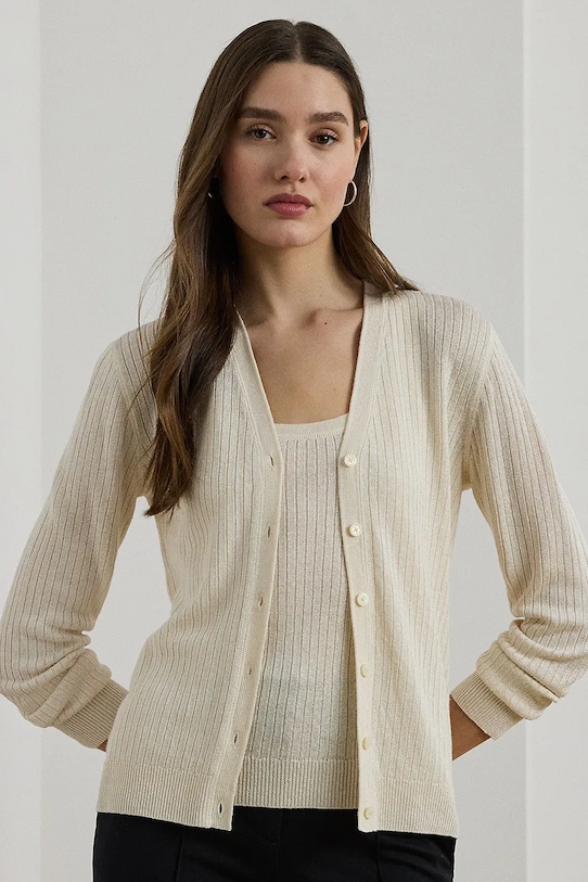 

Льняной кардиган Lauren Ralph Lauren, бежевый