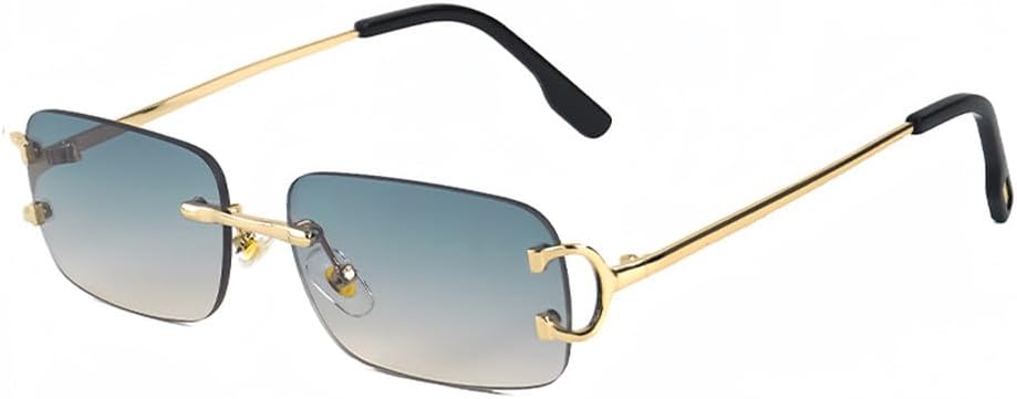 

Прямоугольные солнцезащитные очки для мужчин, без оправы, металлические линзы с градиентом, солнцезащитные очки для женщин, модные квадратные очки для активного отдыха, защита от ультрафиолета UV400 WNCKSQ, C11 Blue Brown