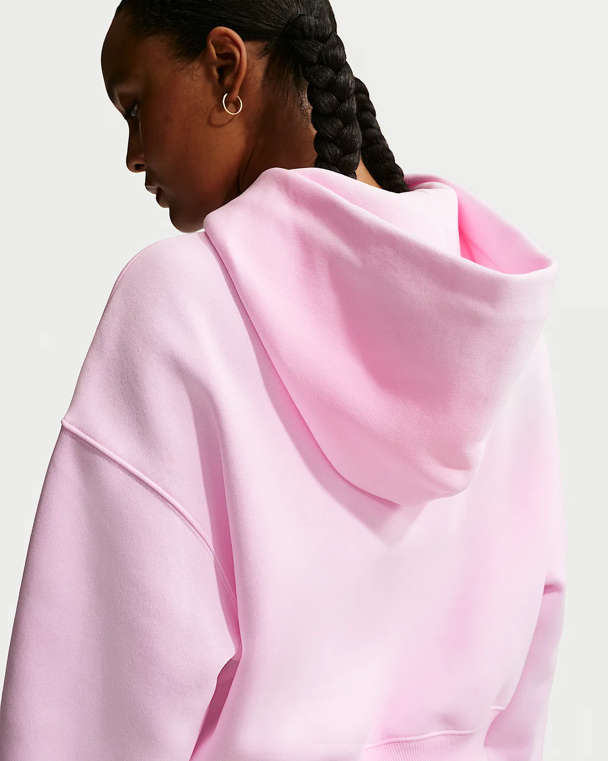 Женский оверсайз-кроп хенли худи Nike Sportswear Phoenix Fleece, Pink Foam/Sail — фото 2