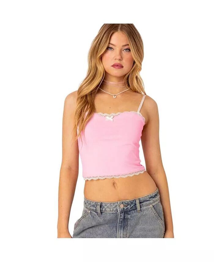 

Женская майка Alara с кружевной отделкой Edikted, розовый