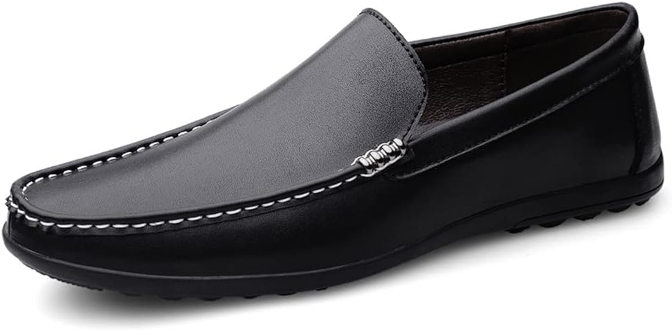 

Мужские лоферы Maylrvjv, слипоны, повседневные кожаные туфли, удобные мягкие гибкие обувь, на плоской подошве, черный