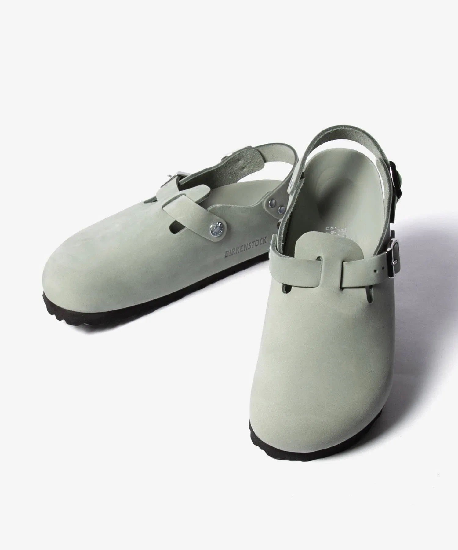Унисекс сандалии BIRKENSTOCK Tokio из нубука зелёно-голубые — фото 4