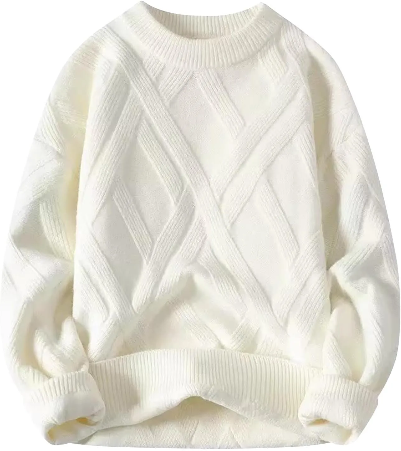 

Мужской свитер с длинными рукавами и косой вязкой AQAYL