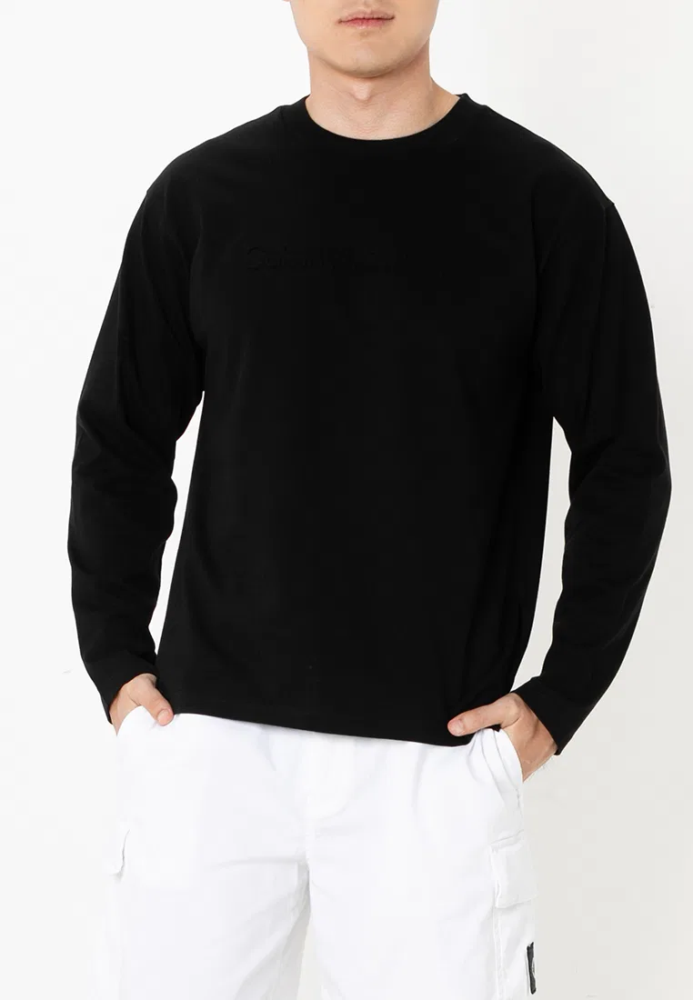 Футболка с длинным рукавом, с логотипом, Institutional Logo Long Sleeve Tee Calvin Klein, черный