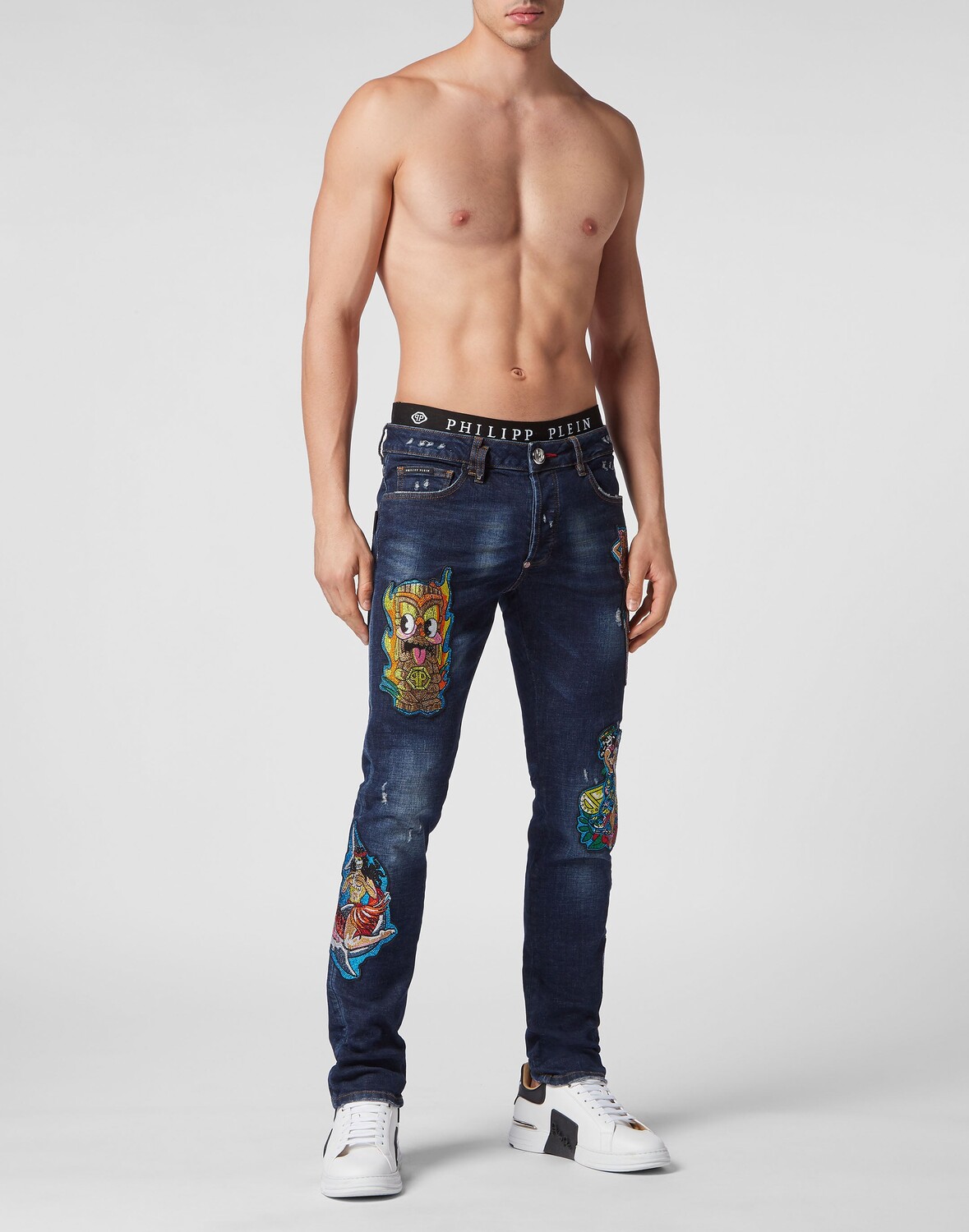 

Джинсовые брюки супер прямого кроя Гавайи Philipp Plein, цвет Deep Ocean