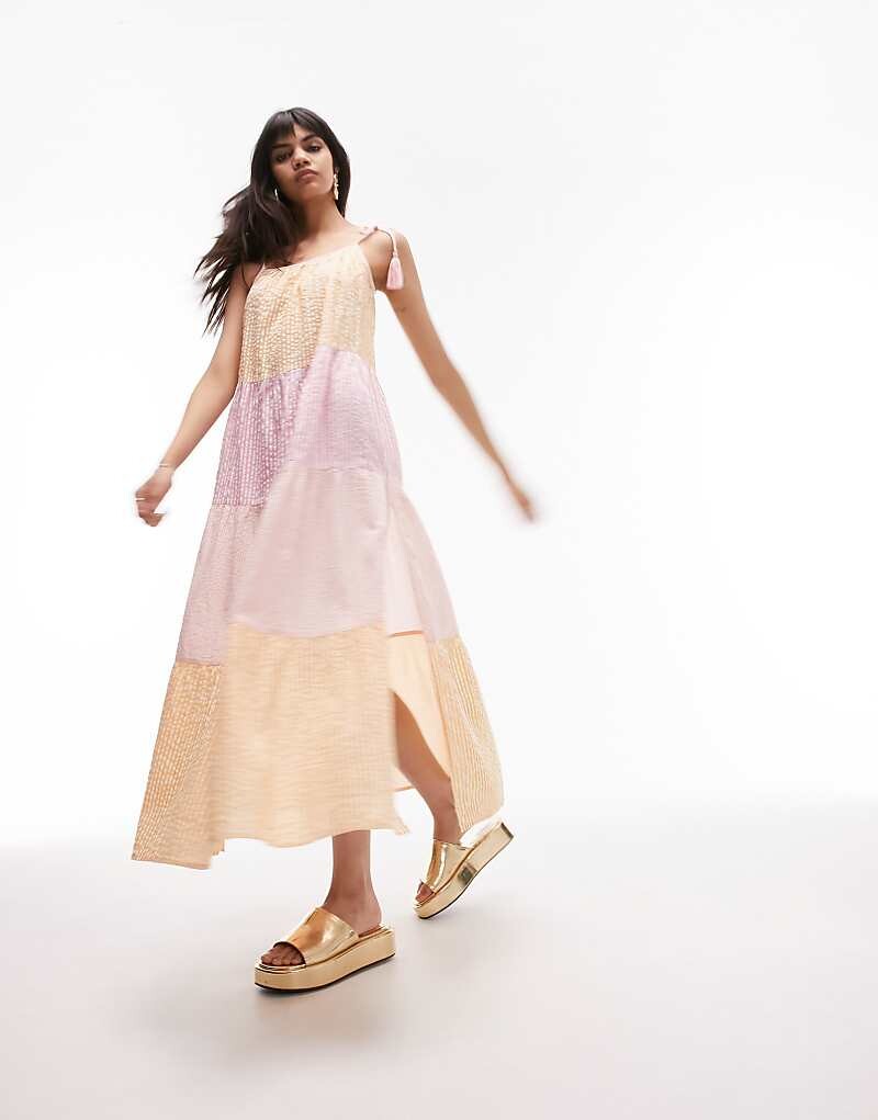 

Topshop – Пляжное платье миди в оранжево-розовую полоску