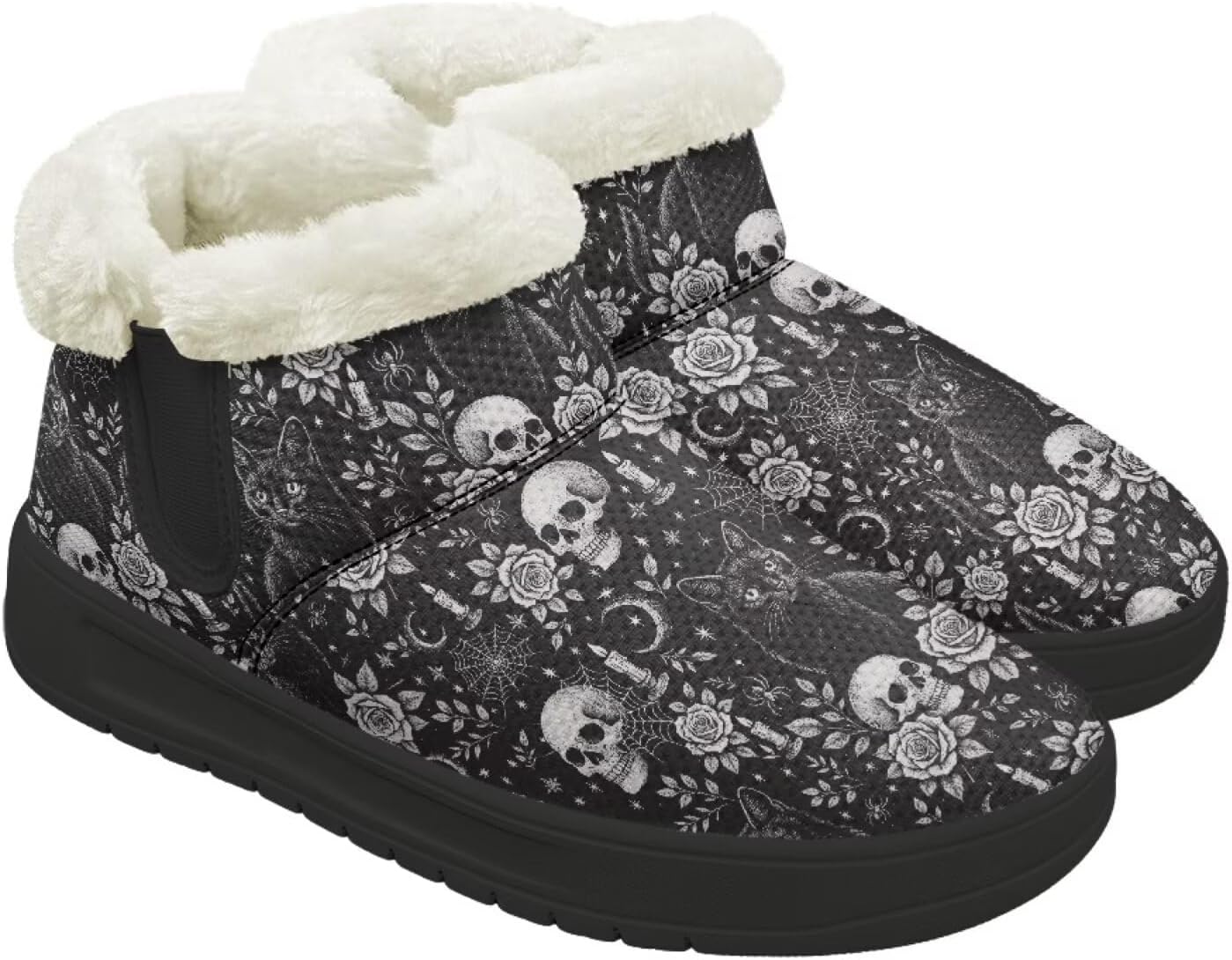 

Зимние ботинки Forchrinse для женщин и мужчин, с меховой подкладкой, для ходьбы на улице, короткие, с теплой подошвой и противоскользящей стелькой, черный