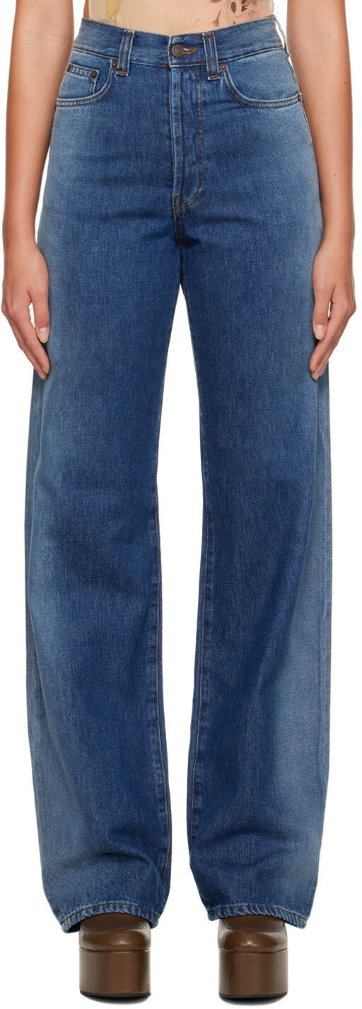 

Джинсы цвета индиго с потертостями Dries Van Noten