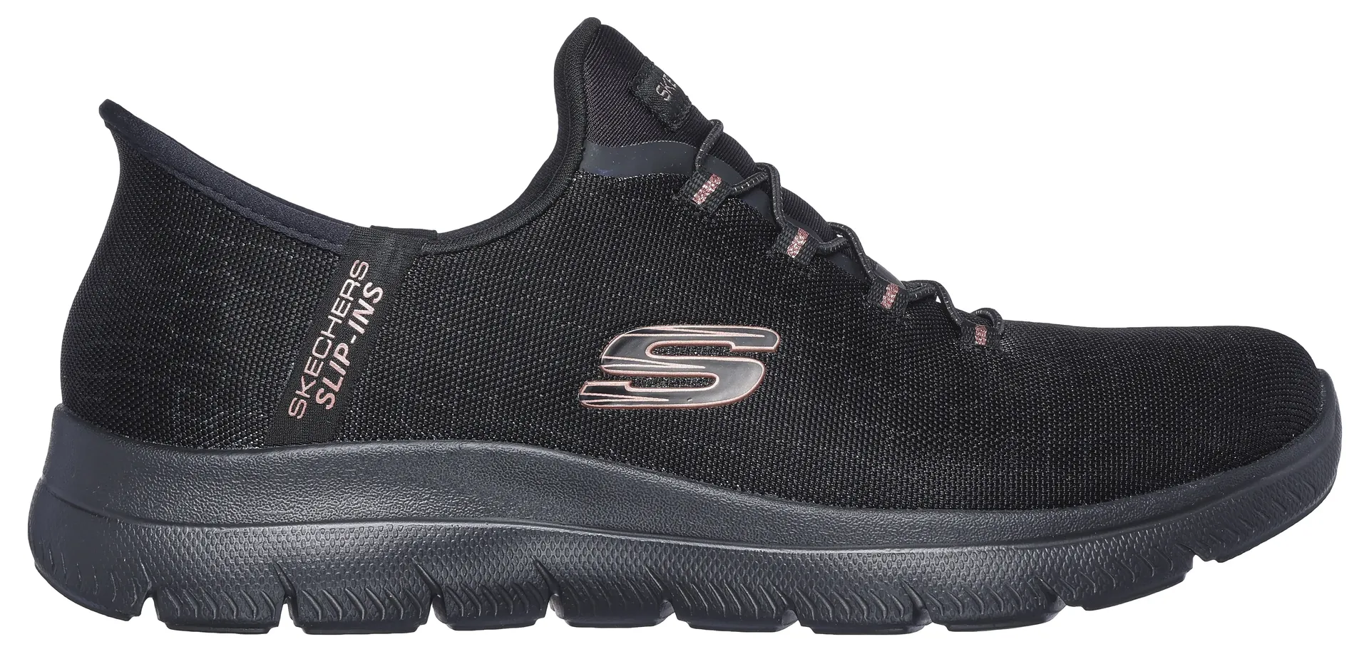 Кроссовки-слипоны Skechers "SUMMITS-CLASSY NIGHT", повседневная обувь без шнуровки с удобной функцией подушки для пятки, цвет Schwarz-Goldfarben — фото 2