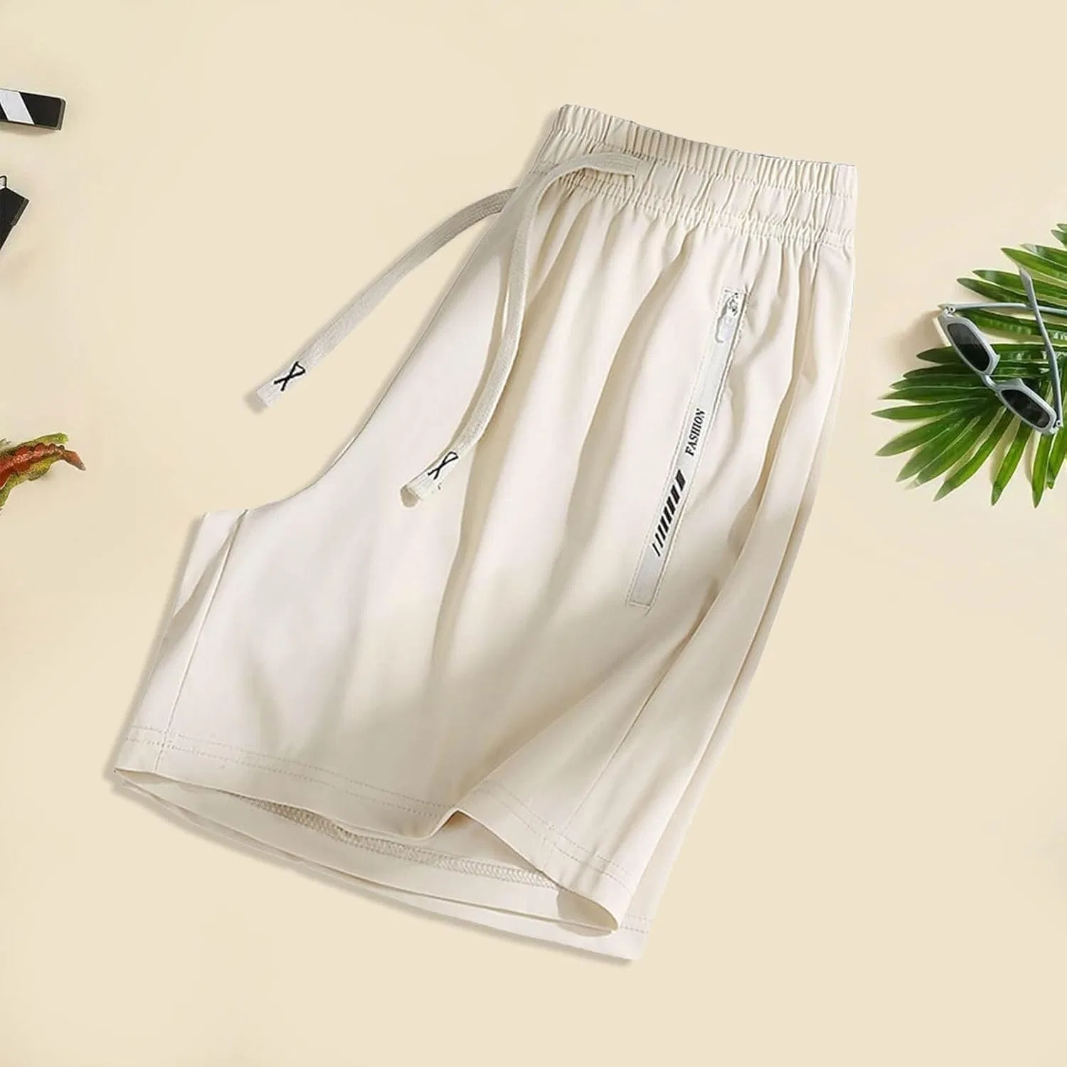 Шорты из льняного шелка, быстросохнущие, Unisex, Z02 Beige — фото 2