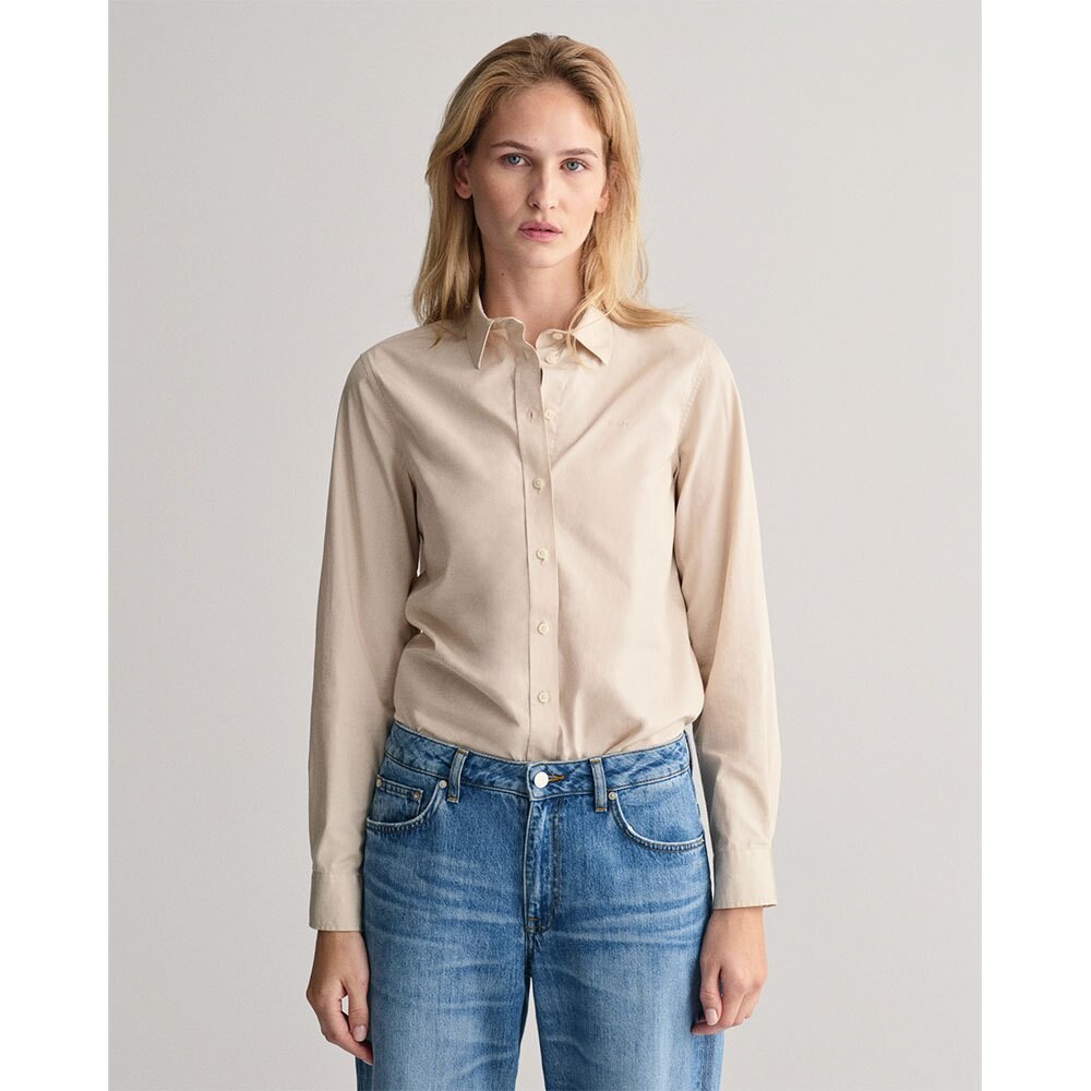 

Рубашка с длинным рукавом Gant Regular Fit Poplin, бежевый