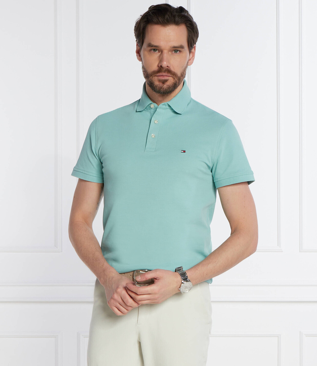 Поло Tommy Hilfiger Slim Fit, цвет menta — фото 3