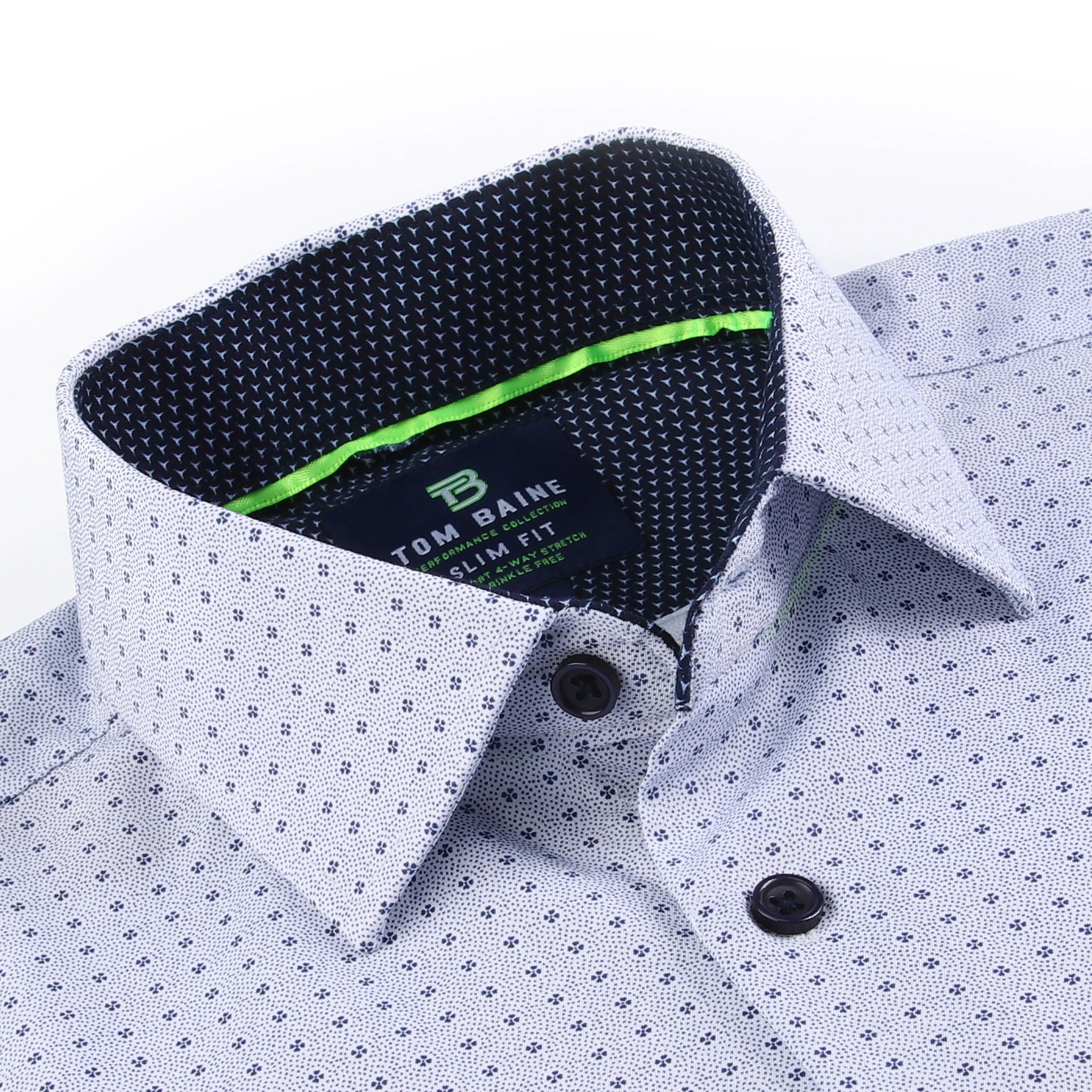

Tom Baine Slim Fit Performance Мужская рубашка с длинным рукавом, цвет blue geo