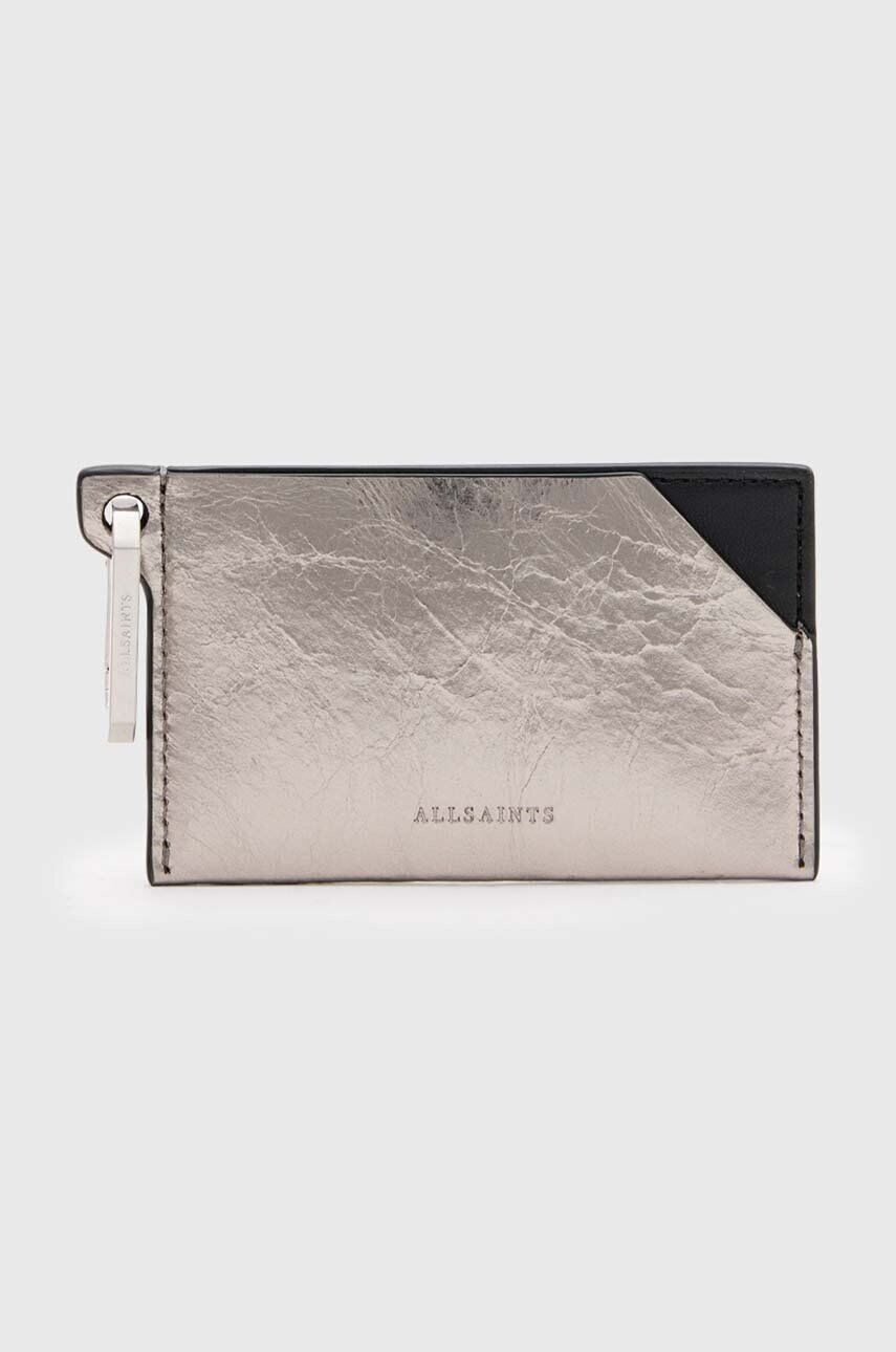 

Кожаная визитница HEX CARDHOLDER AllSaints, серебряный