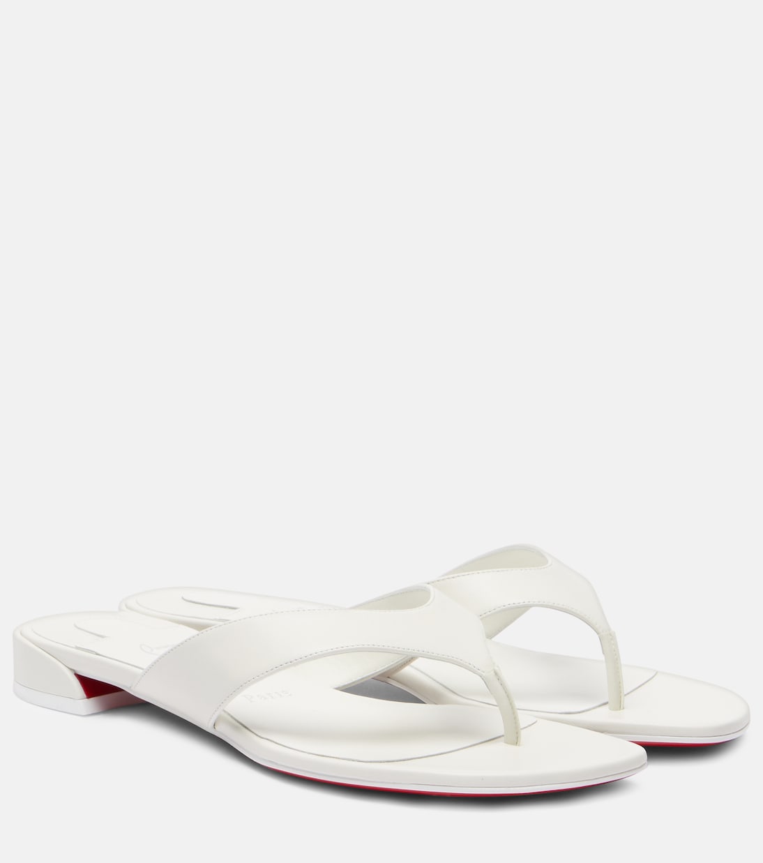 Сладкие Джанетонга кожаные сандалии-танкетки Christian Louboutin, Bianco/Lin Bianco