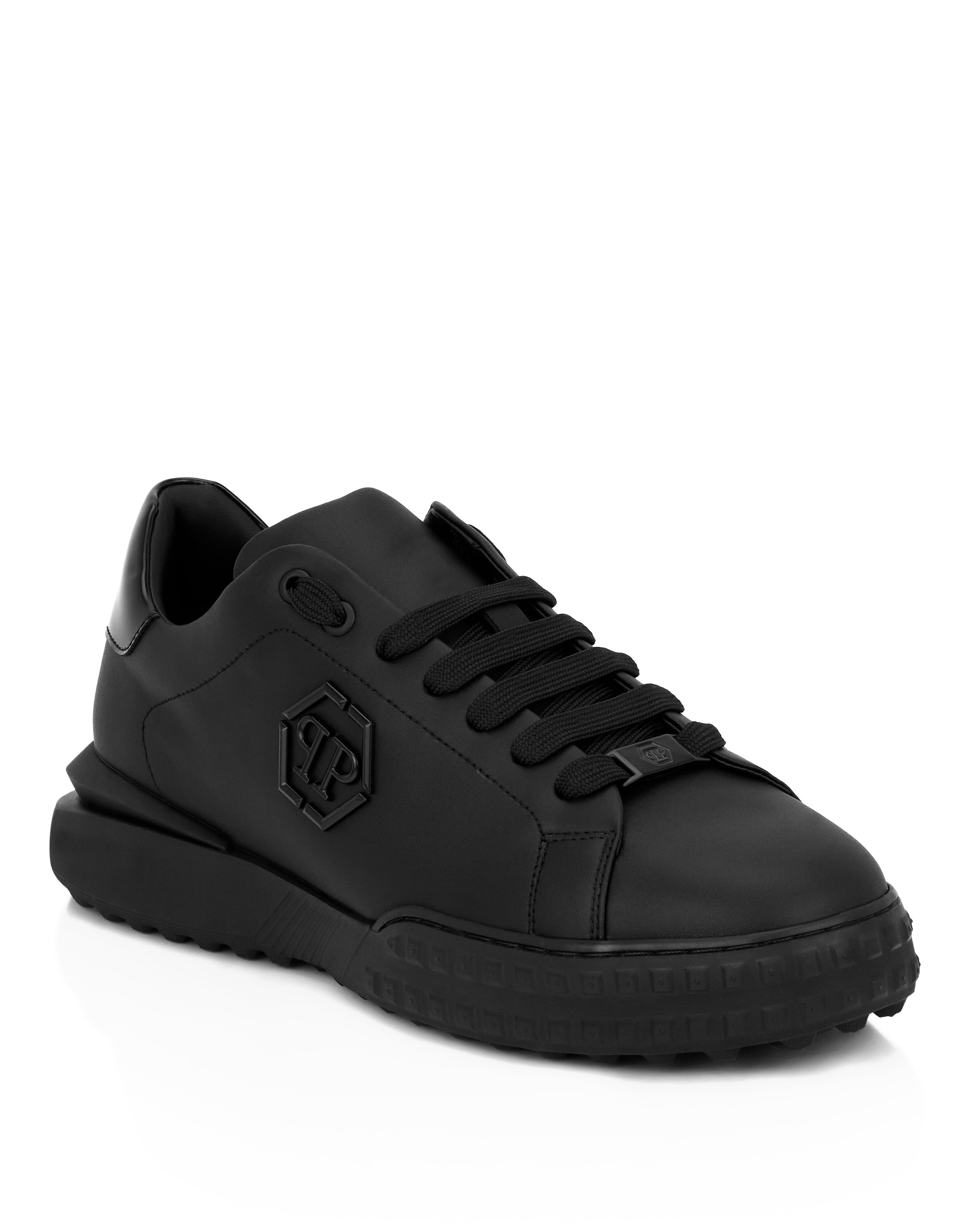 

Низкие кроссовки из кожи наппа, шестиугольные PHILIPP PLEIN, черный/черный