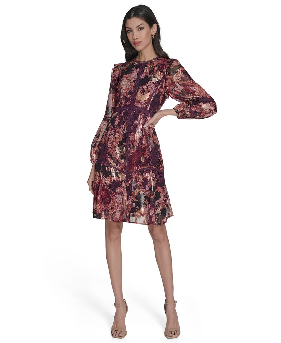 

Женское платье с круглым вырезом, длинными рукавами и ярусным кроем Eliza J, Winter Mint