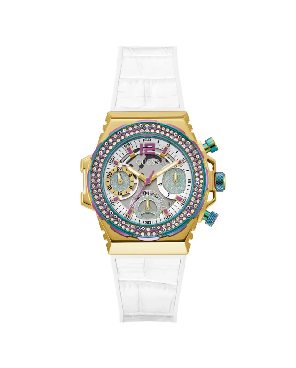 

Женские часы Fusion GW0553L2 из кожи с белым ремешком Guess, белый