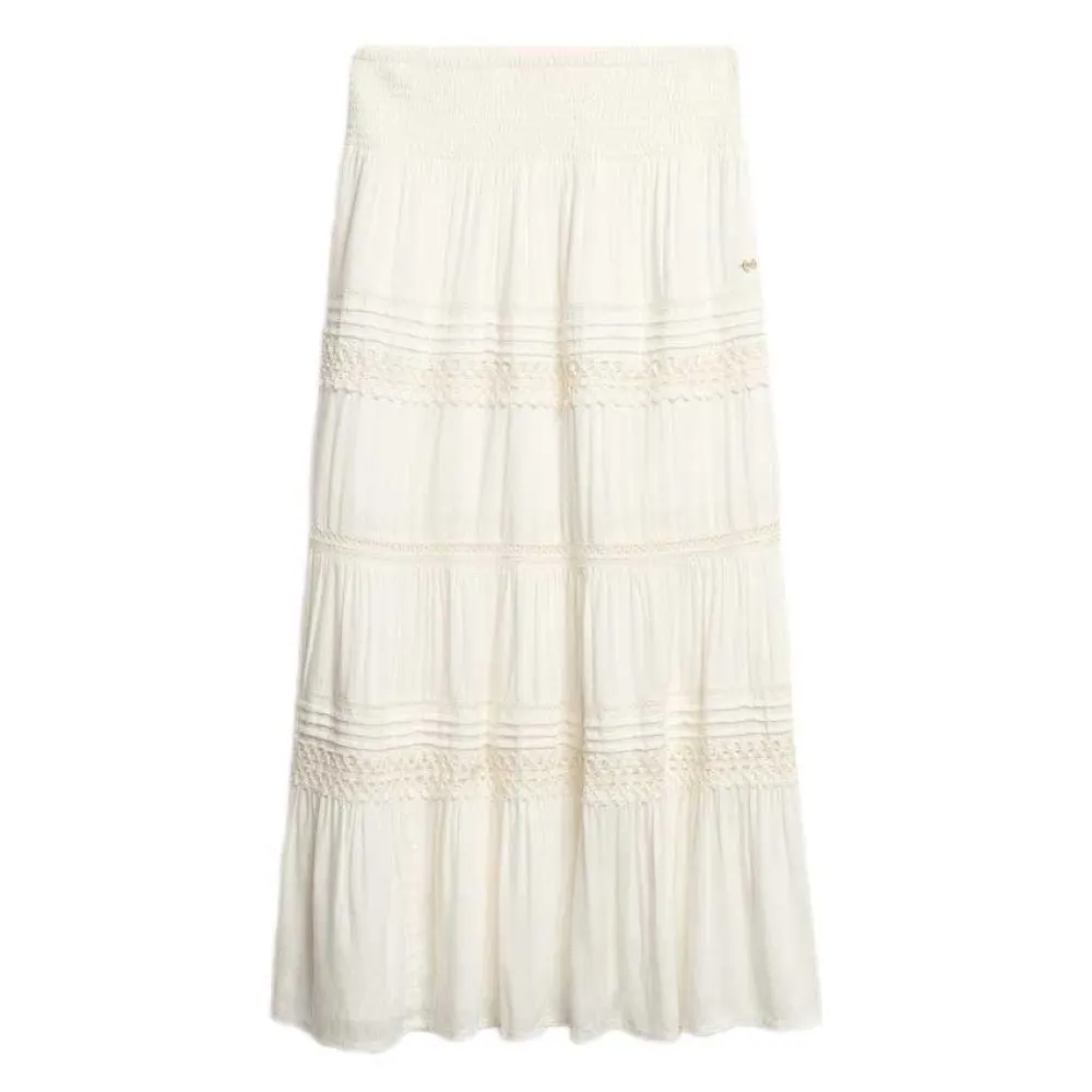 

Юбка Superdry Ibiza Lace Mix long skirt, белый