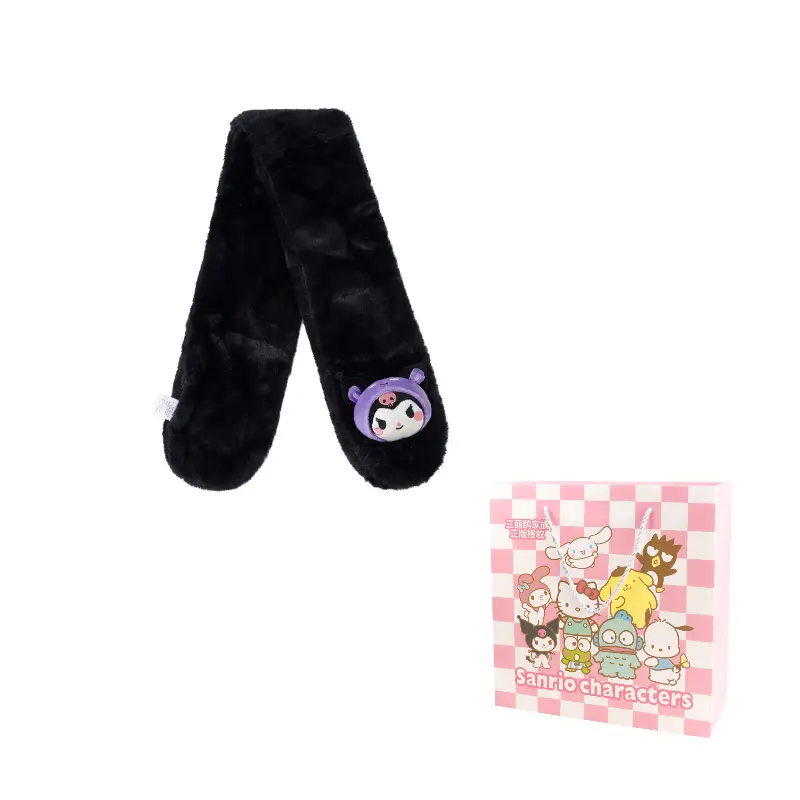 

Sanrio Куломи шарф вязаный из полиэстера унисекс черный, Kuromi Black Knit Scarf