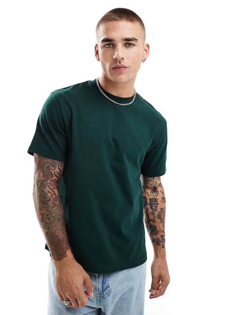 

ASOS DESIGN – Essential – темно-зеленая толстая футболка свободного кроя