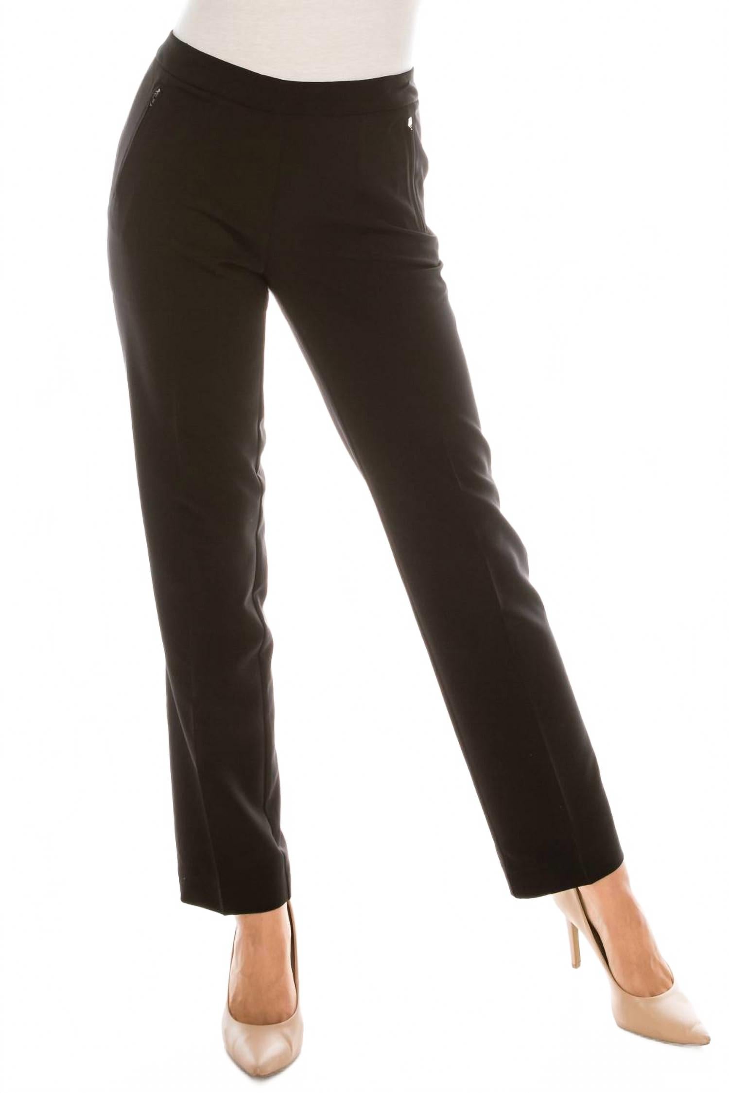 

Стройные брюки из твила с двумя передними карманами-обманками на молнии в черном цвете Zac & Rachel