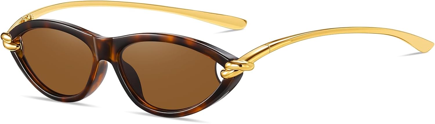 

Ретро-солнцезащитные очки овальной формы для женщин, модные очки «кошачий глаз» в стиле 90-х для женщин и мужчин, тонкие и легкие, защита от УФ-излучения CHAOSELF, Leopard + Brown