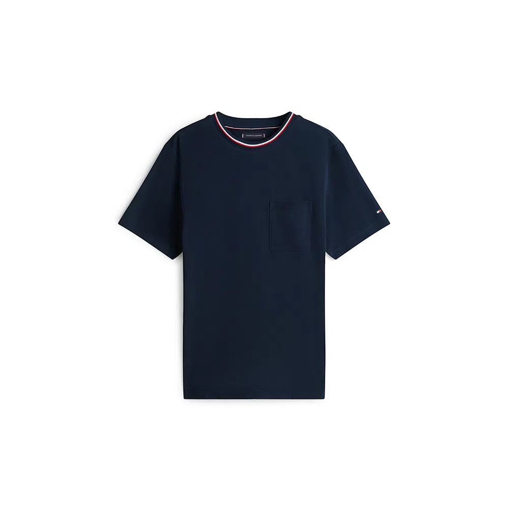 Мужская футболка-поло с карманом стандартного кроя, тёмно-синяя, от Tommy Hilfiger — фото 2