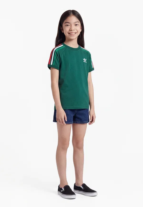 Футболка Adidas Originals 3 Stripe Tee Print, темно-зеленый/белый