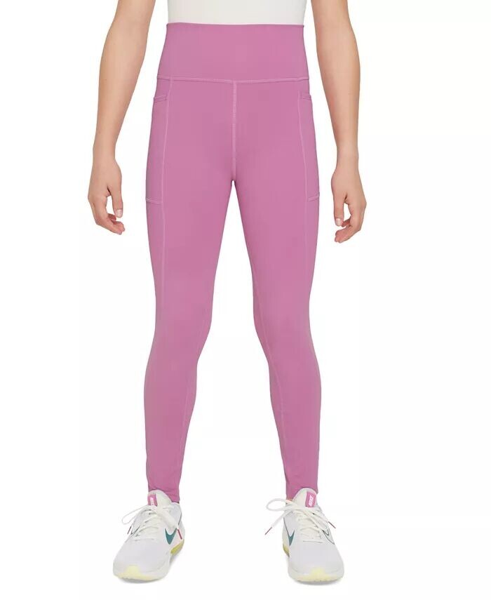 

Леггинсы с высокой талией и карманами Big Girls One Dri-FIT Nike, красный