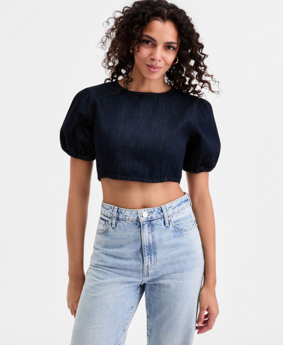 

Женский укороченный топ с пышными рукавами GUESS, Rinse