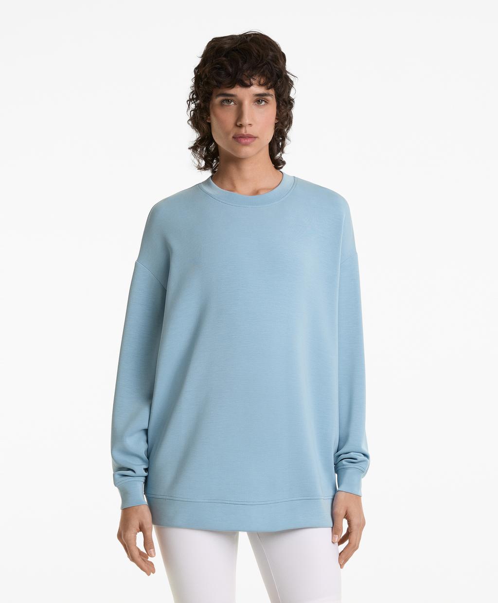 

Длинная толстовка из мягкого на ощупь модала Oysho, цвет Mid-Blue