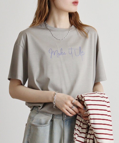 

Футболка с простым логотипом EGLANTINE, серо-бежевый