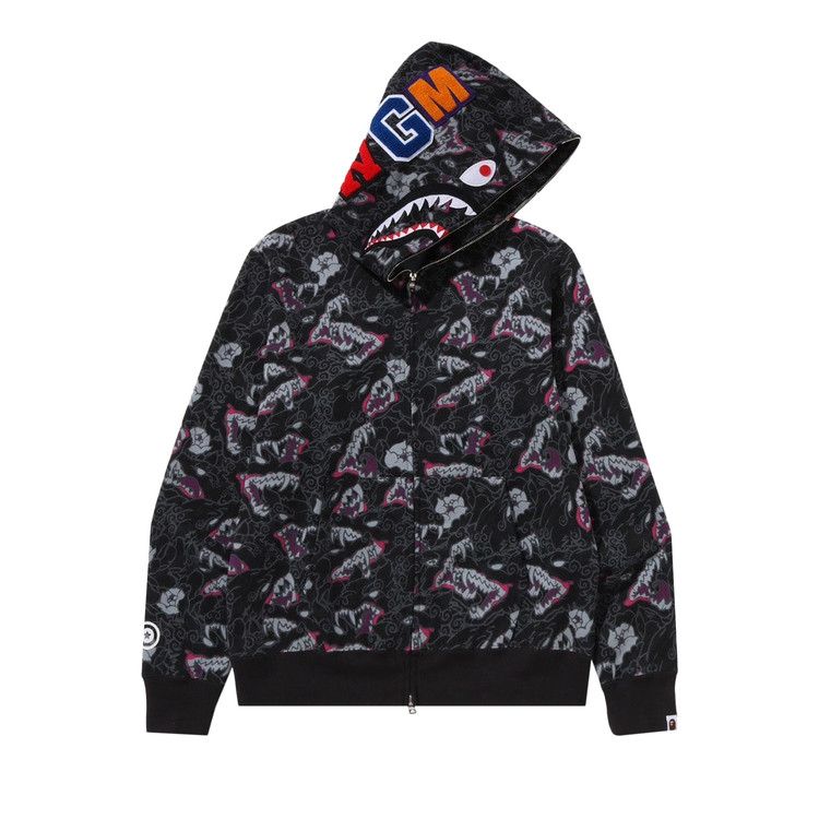 

Худи BAPE Japanese Tattoo Camo Shark Full Zip Hoodie, Black