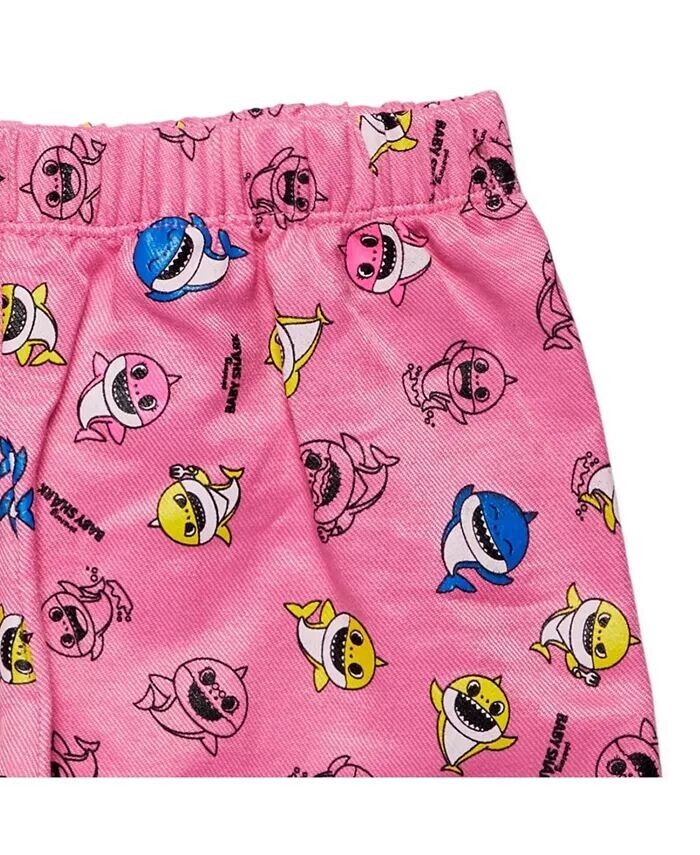 Комплект одежды из футболки и шорт с рисунком Baby Shark для маленьких девочек Pinkfong, мультиколор — фото 4