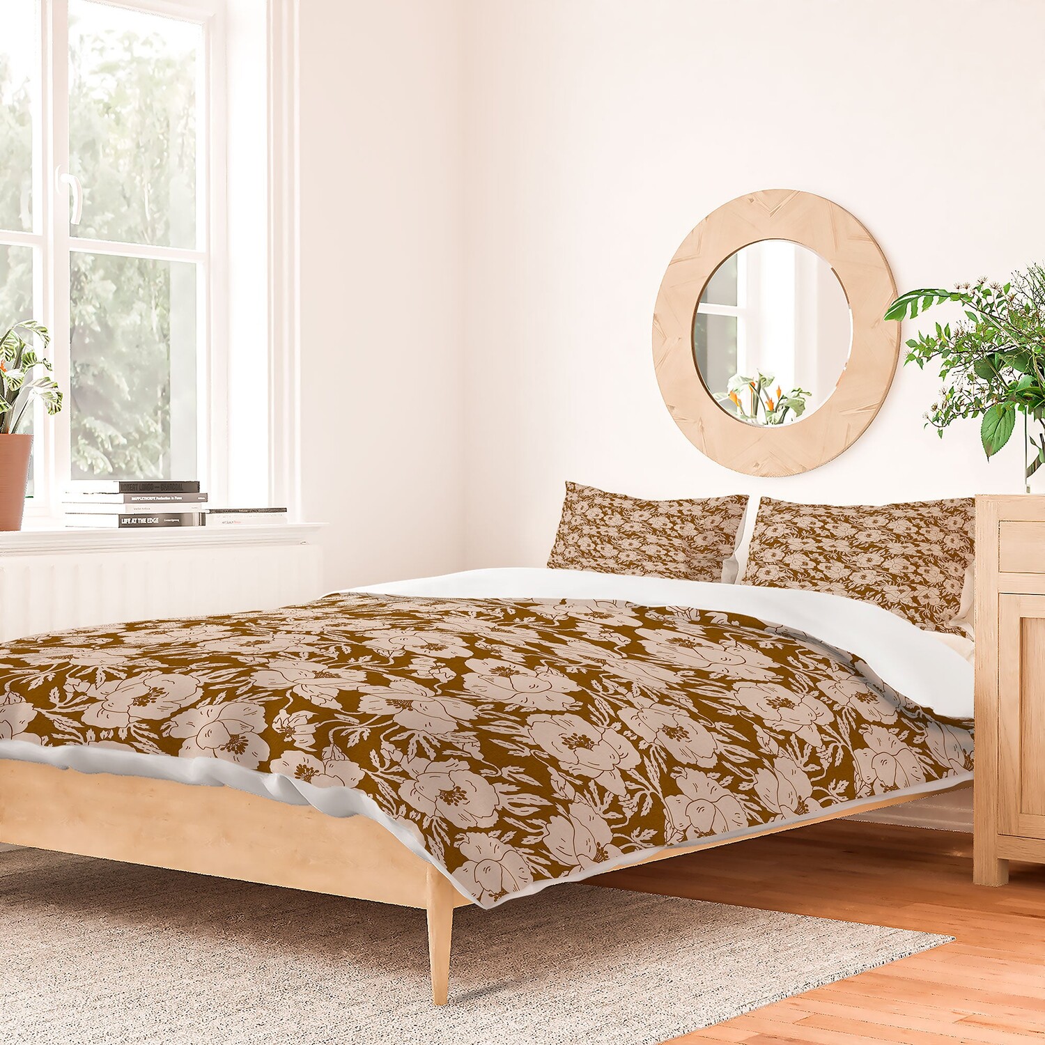 

Holli Zollinger Пуховое одеяло из полиэстера Indra Poppy Ochre Deny Designs, цвет Polyester