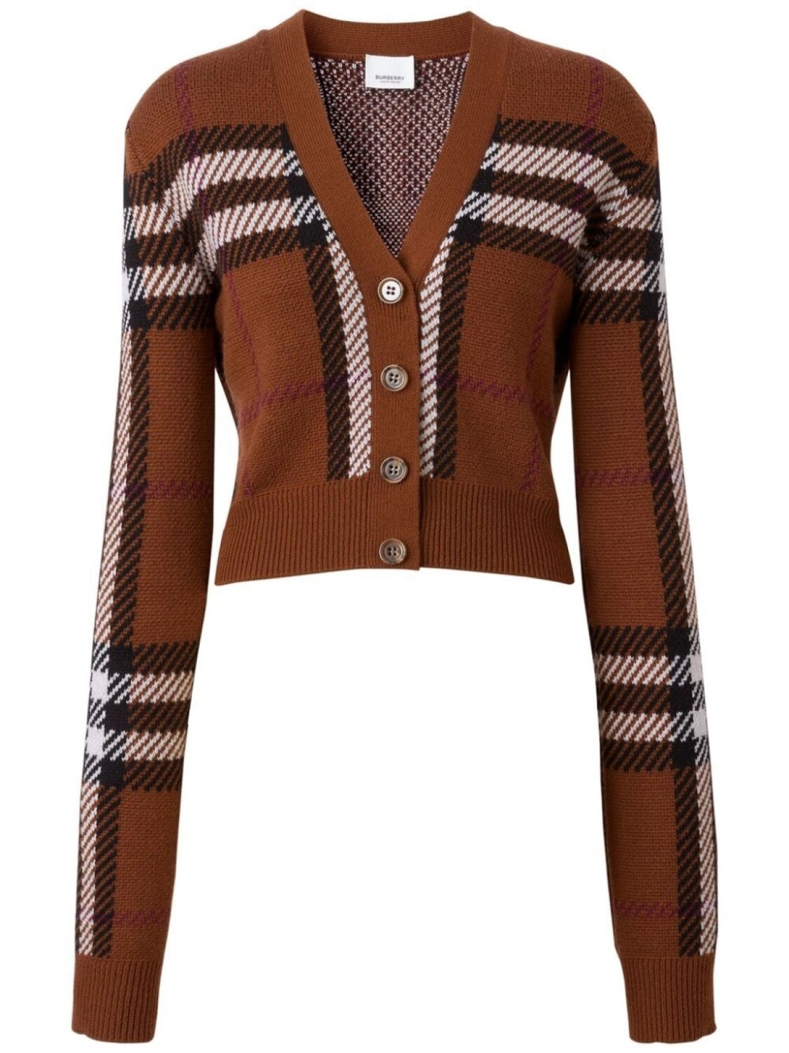 

Burberry шерстяной кардиган в клетку, коричневый