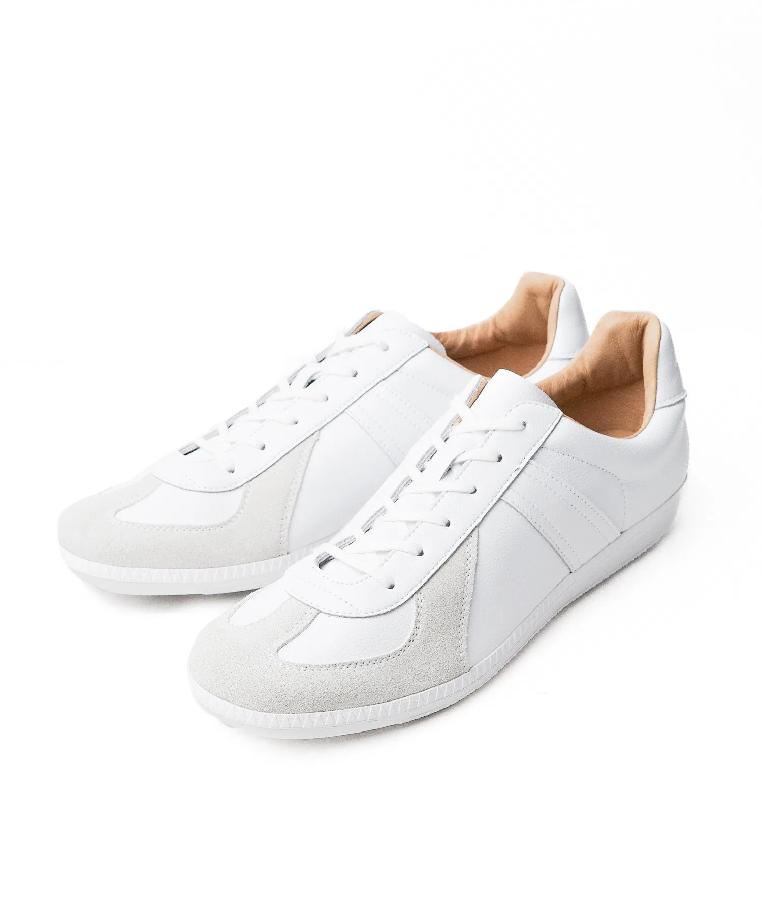Унисекс кроссовки из кожи и замши German Trainer белые