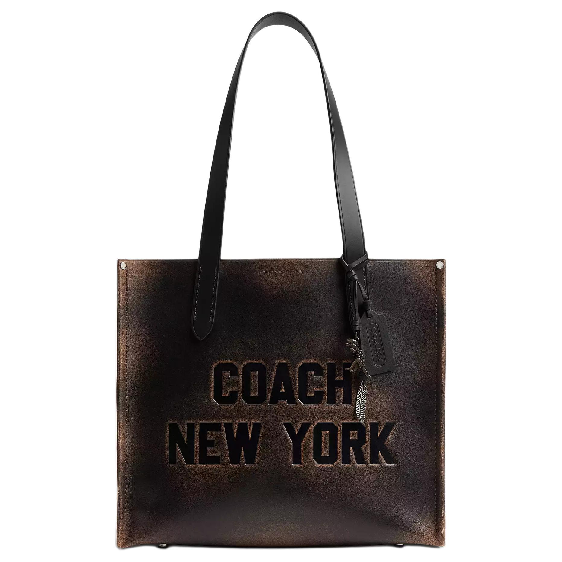 

COACH Любимая кожаная сумка-тоут большая унисекс коричневая
