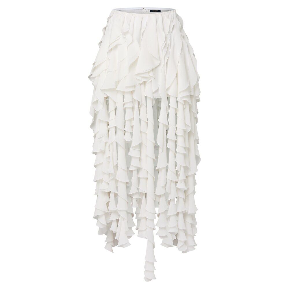 

Юбка из шелкового жоржета с оборками Louis Vuitton, белый