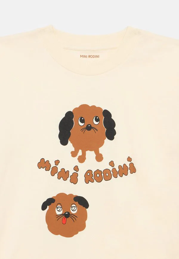 Футболка унисекс с принтом "собачки" Mini Rodini, Off-White — фото 3