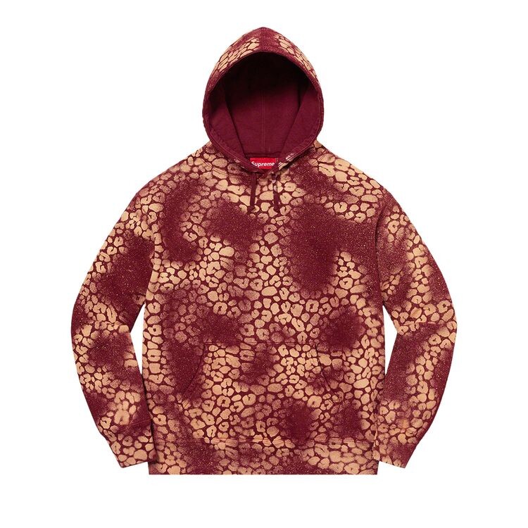 

Толстовка Supreme Bleached Leopard Hooded Sweatshirt Cardinal, красный