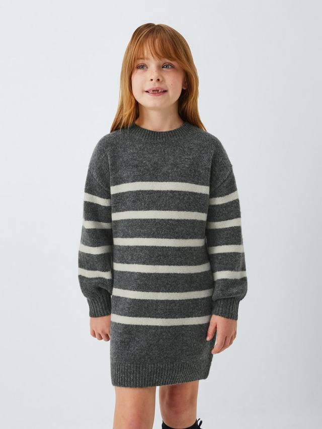 

Детское платье-джемпер с полосками John Lewis, Grey Stripe