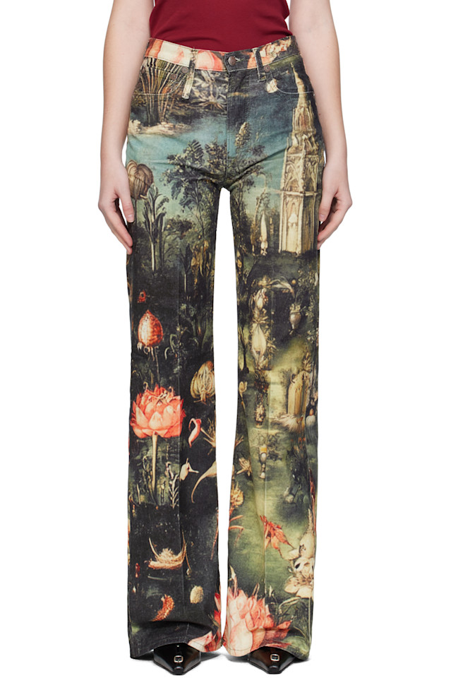 

R13 Разноцветные расклешенные джинсы