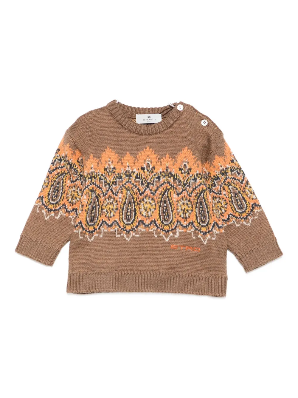 

Свитер с круглым вырезом, украшенный узором пейсли ETRO KIDS, коричневый