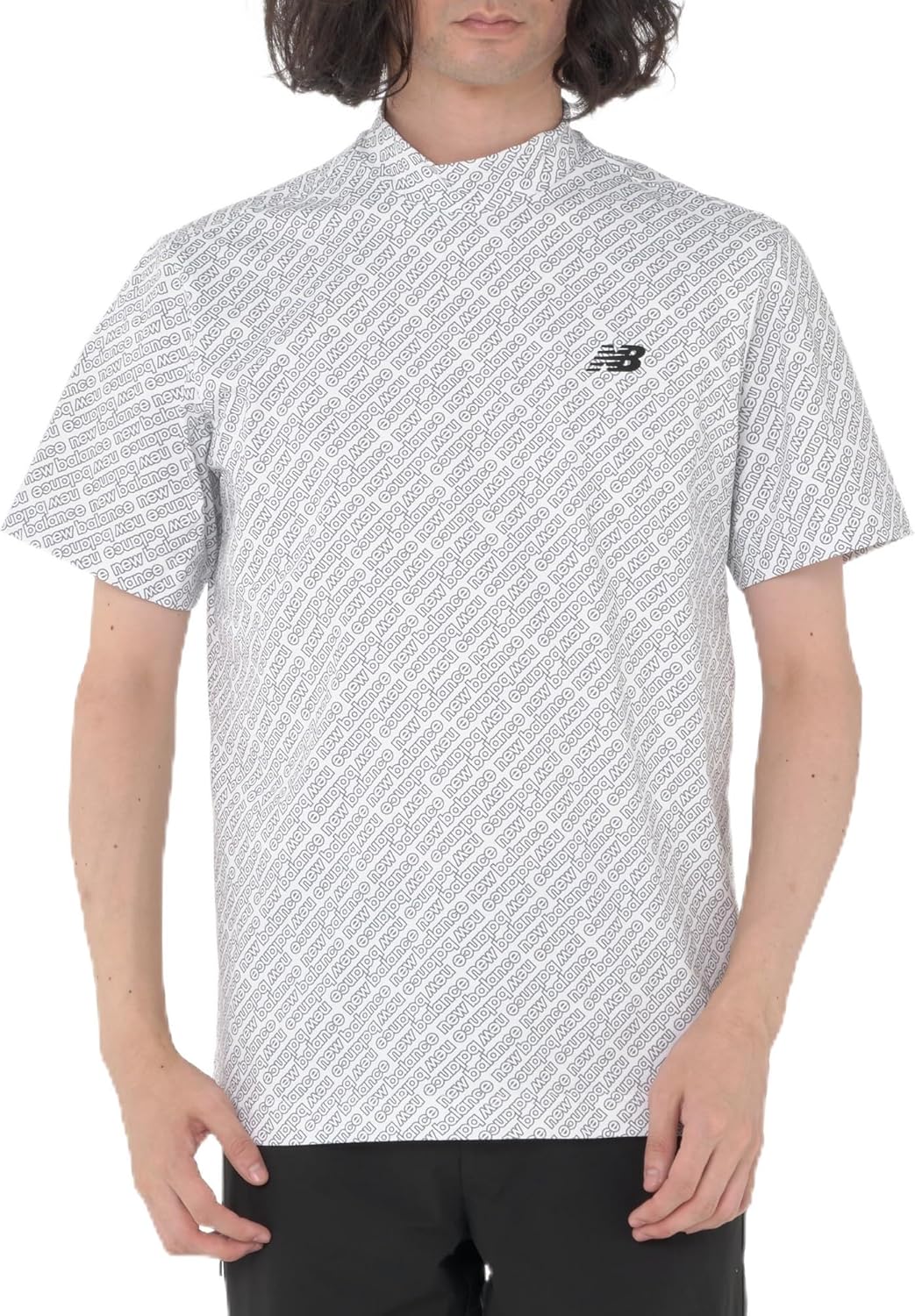 

Мужская футболка для гольфа New Balance с коротким рукавом и высоким воротником (контурный принт, влагоотводящая, быстросохнущая) 012-4266002, белый